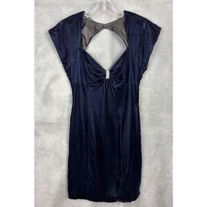 VTG Rampage Blue Velvet Dress Women's Medium (Juniors 11) Cutout Back Glam
